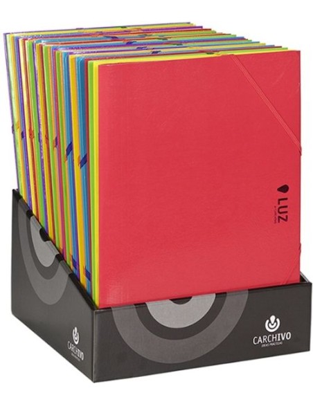 Exp 30 carpeta fº carton gomas y solapas serie luz colores surtidos